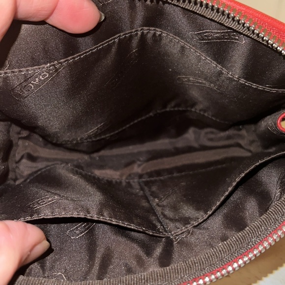 Vintage Coach red leather cosmetics case makeup - Picture 8 of 10